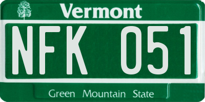 VT license plate NFK051