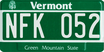 VT license plate NFK052