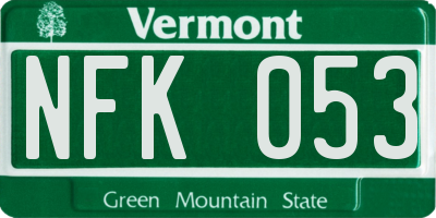 VT license plate NFK053