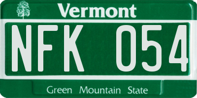 VT license plate NFK054