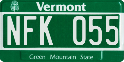 VT license plate NFK055