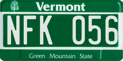 VT license plate NFK056