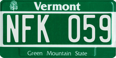 VT license plate NFK059