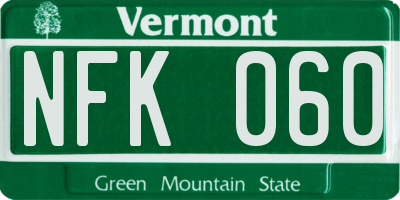 VT license plate NFK060