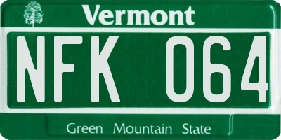 VT license plate NFK064