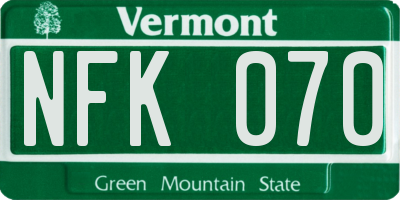 VT license plate NFK070