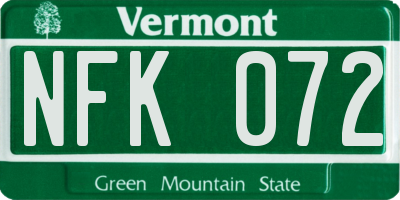 VT license plate NFK072