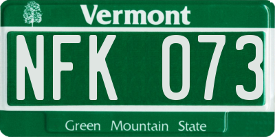 VT license plate NFK073