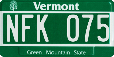 VT license plate NFK075
