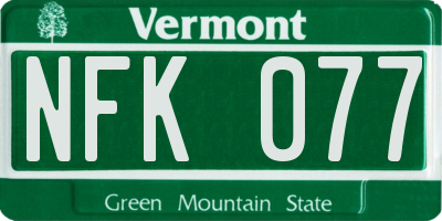 VT license plate NFK077