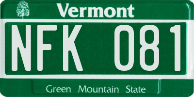 VT license plate NFK081