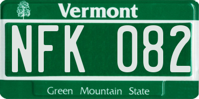 VT license plate NFK082