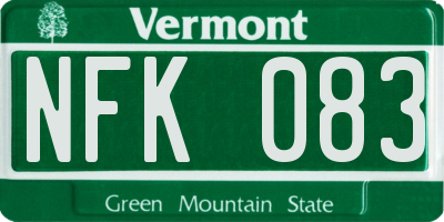 VT license plate NFK083