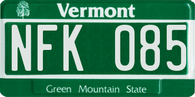 VT license plate NFK085