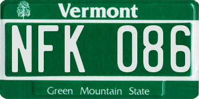 VT license plate NFK086