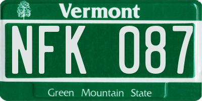 VT license plate NFK087
