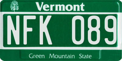 VT license plate NFK089