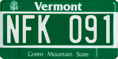 VT license plate NFK091