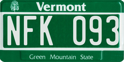 VT license plate NFK093