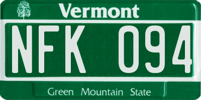VT license plate NFK094