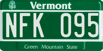 VT license plate NFK095