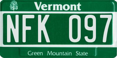 VT license plate NFK097