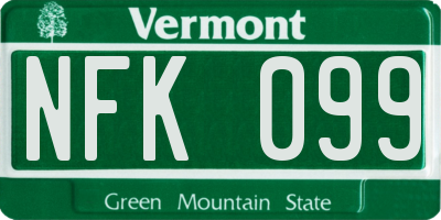 VT license plate NFK099