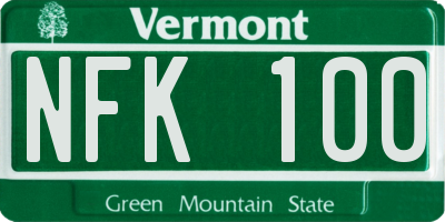VT license plate NFK100