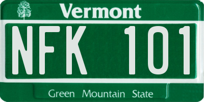VT license plate NFK101