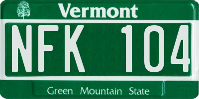 VT license plate NFK104