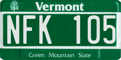 VT license plate NFK105
