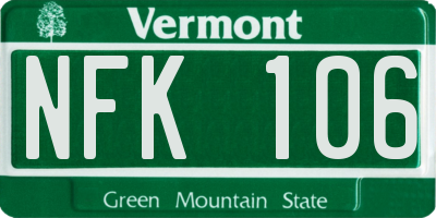 VT license plate NFK106
