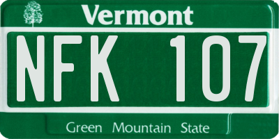 VT license plate NFK107