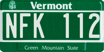 VT license plate NFK112