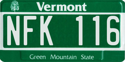 VT license plate NFK116