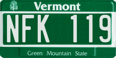 VT license plate NFK119