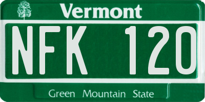 VT license plate NFK120