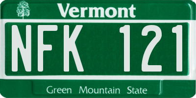 VT license plate NFK121