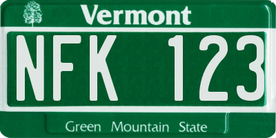 VT license plate NFK123