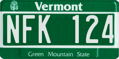 VT license plate NFK124