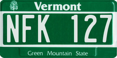 VT license plate NFK127