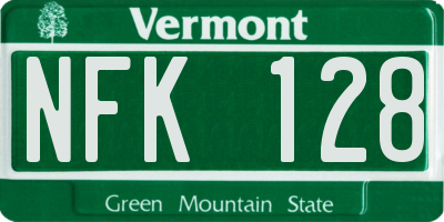 VT license plate NFK128