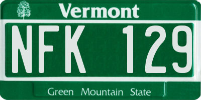 VT license plate NFK129