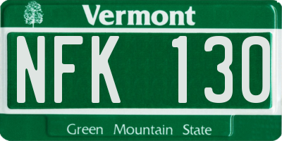 VT license plate NFK130