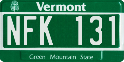 VT license plate NFK131