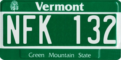 VT license plate NFK132