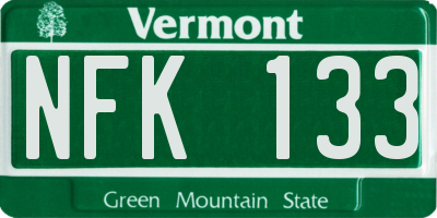 VT license plate NFK133