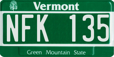 VT license plate NFK135