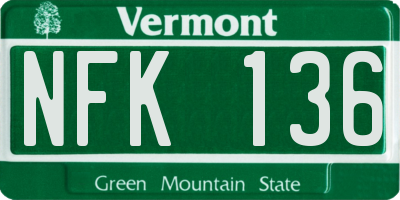 VT license plate NFK136