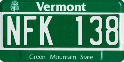 VT license plate NFK138
